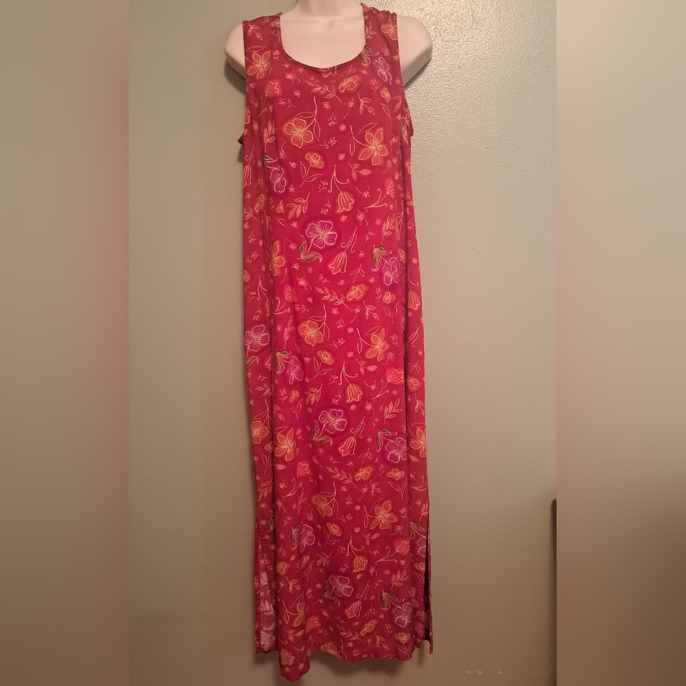 Brett Alixander Maxi Floral Dress Size 16 Red Sleeveless Lightweight
